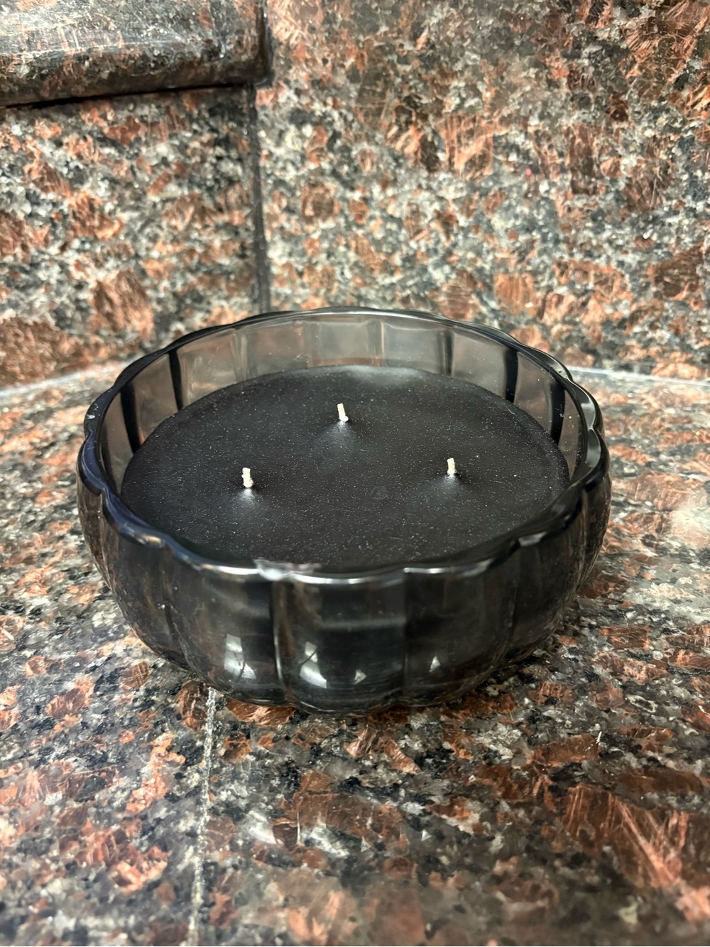 Black vanilla handmade upcycled candle made by me with three wicks